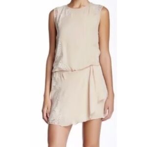 Haute Hippie Nude Silk Lace Faux Wrap Lined Dress